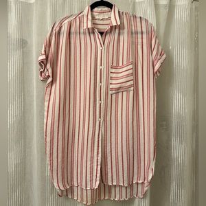 OLIVACEOUS Red & White Oversized Button Down
